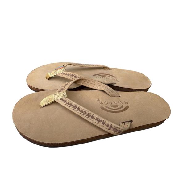 Rainbow Flirty Single Layer Leather Flip Flop Women Size Medium 6.5-7.5 - Picture 1 of 4